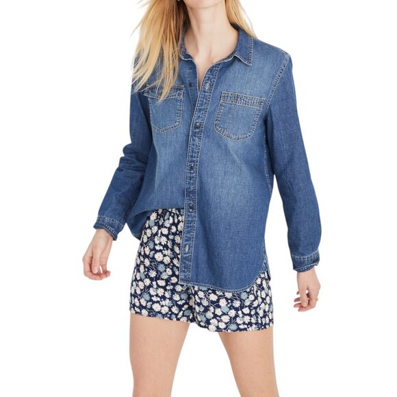 Madewell Denim Classic Ex-Boyfriend Shirt in Kylemore Wash Size Medium $80 MSRP - Picture 1 of 7